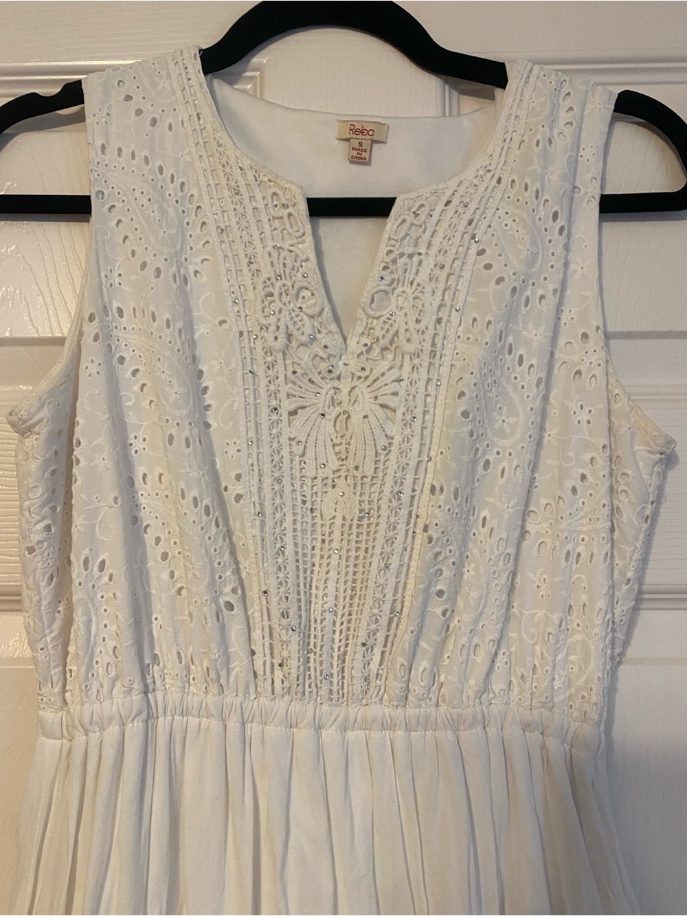 Reba White Eyelet Tiered Midi Dress - Picture 3 of 10